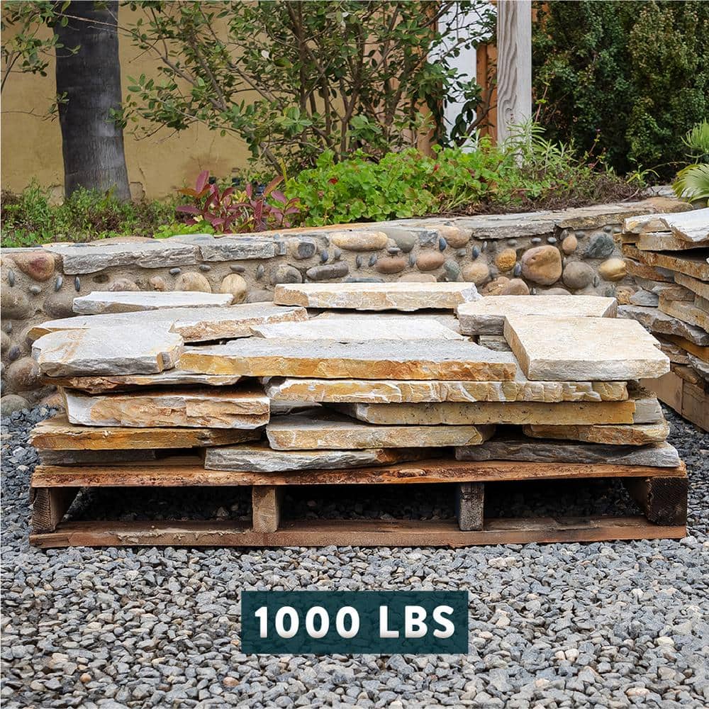 Southwest Boulder & Stone 14 in. x 12 in. x 2 in. 60 sq. ft. Platinum Gold Natural Flagstone for Landscape, Gardens and Pathways