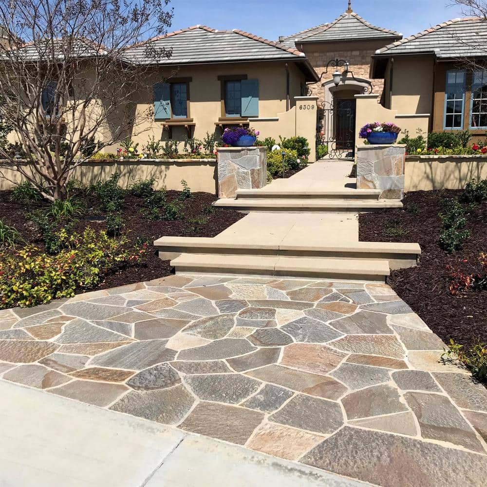 Southwest Boulder & Stone 16 in. x 12 in. x 2 in. 120 sq. ft. Platinum Gold Natural Flagstone for Landscape, Gardens and Pathways