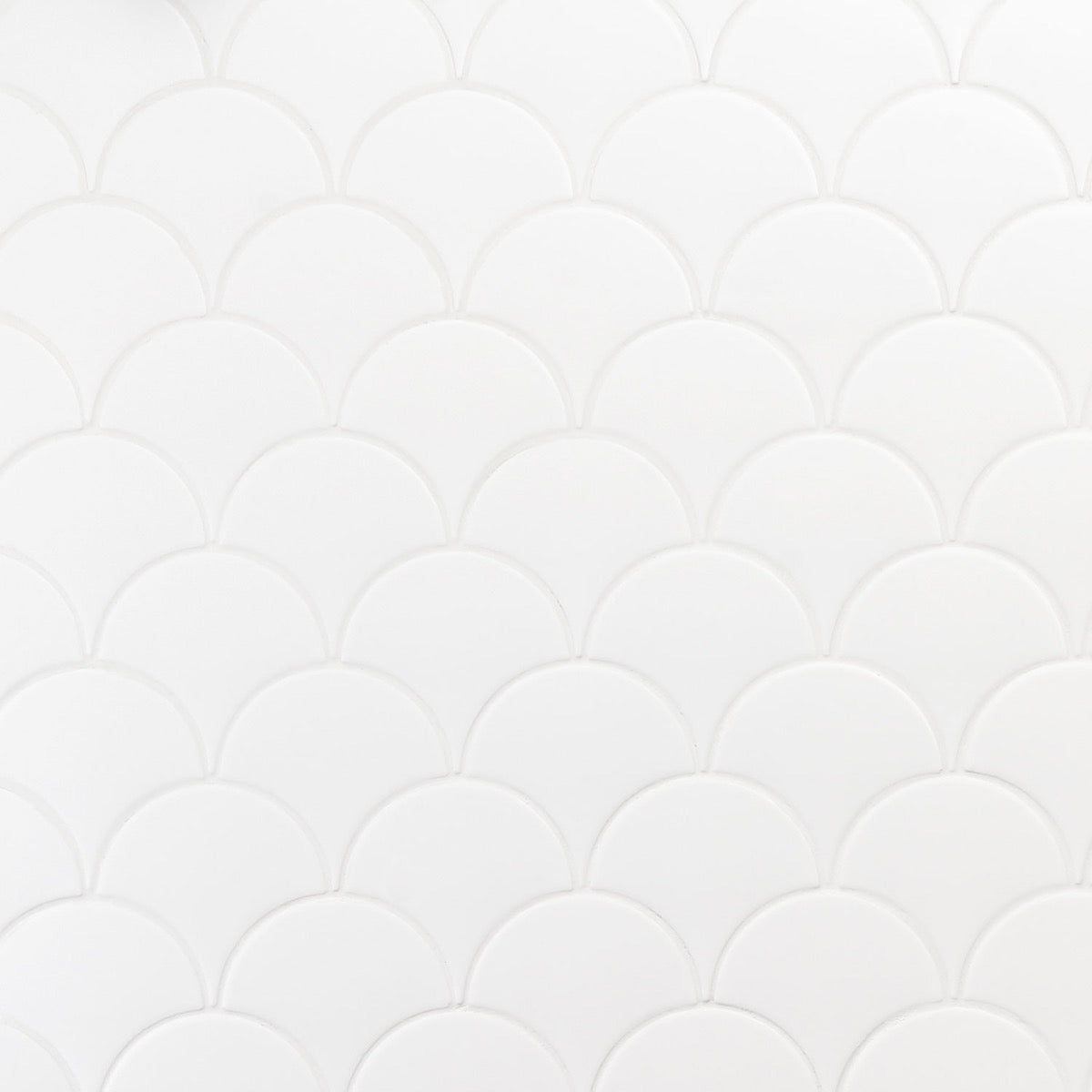 Highwater Blanco White 5" Fish Scale Matte Ceramic Wall Tile