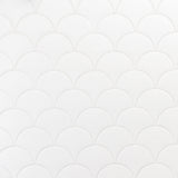 Highwater Blanco White 5" Fish Scale Matte Ceramic Wall Tile