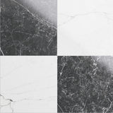 Fortunato Calacatta and Nero Marquina 12x12 Polished Porcelain Checkerboard Tile