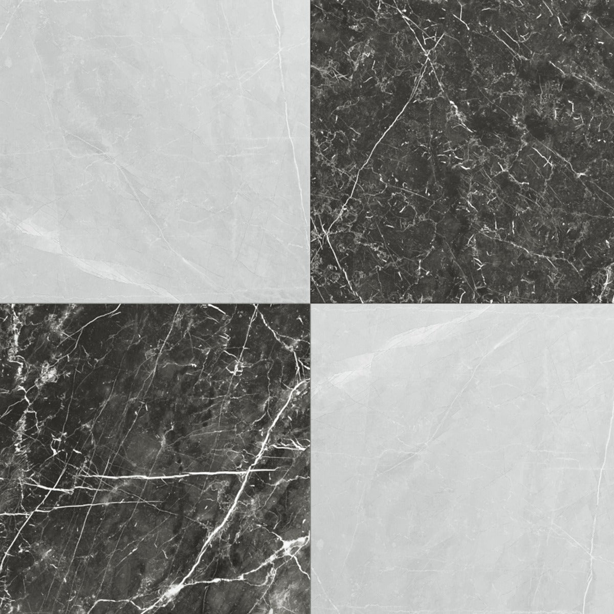 Fortunato Amani Gray and Nero Marquina Black 12x12 Matte Porcelain Checkerboard Tile