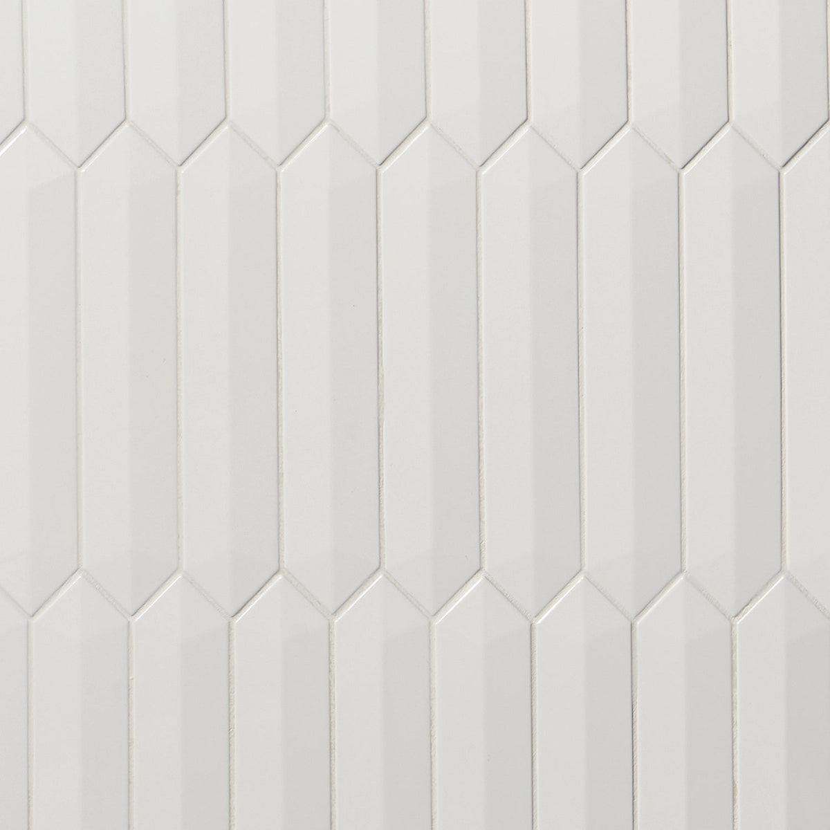Kent White 3D Picket Polished Ceramic Wall Tile - 2x13