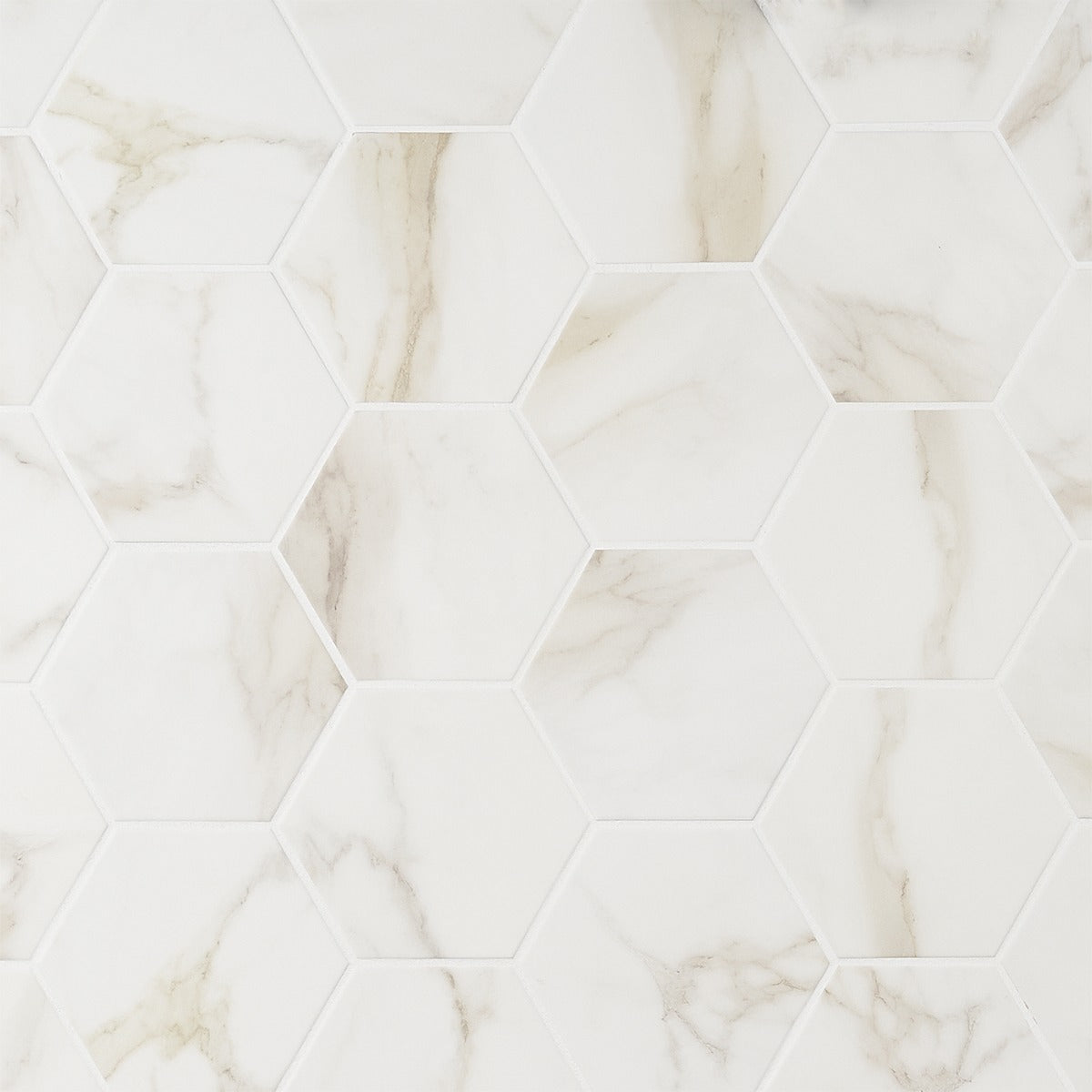 Amalfi Calacatta White 6" Hexagon Matte Porcelain Tile - Lux Tile