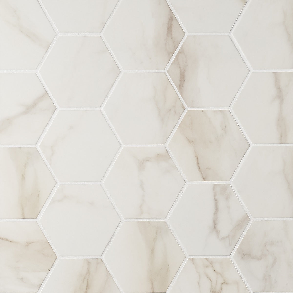 Amalfi Calacatta 6" Hexagon Polished Porcelain Tile - Lux Tile