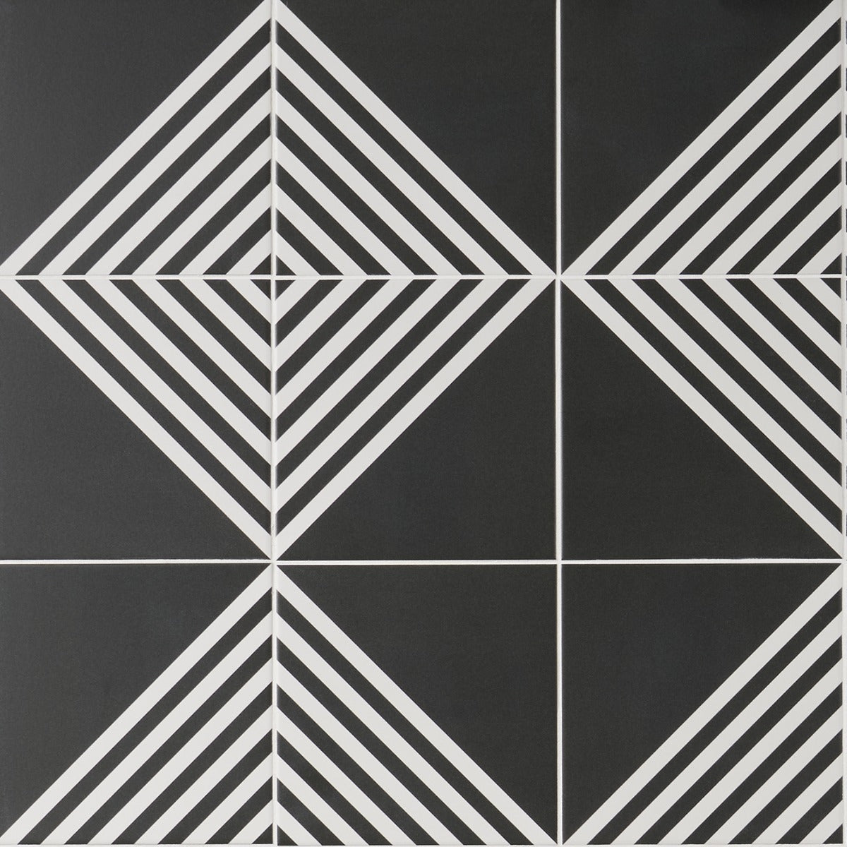 Lux Tile B2W Black & White Stripe Negative 8x8 Matte Porcelain Tile