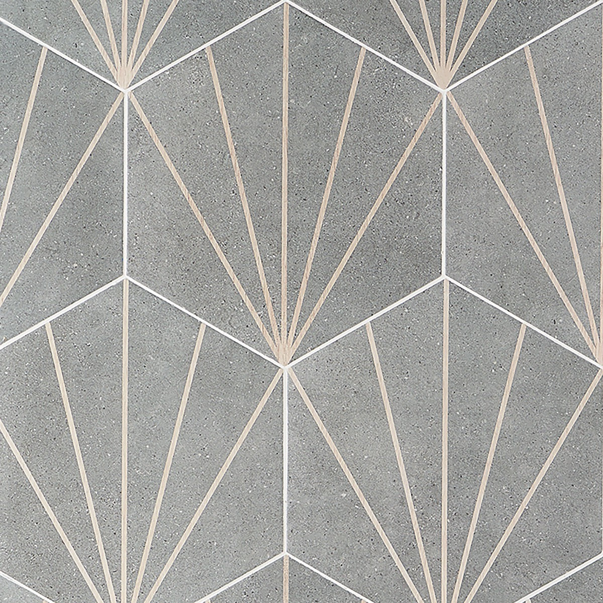 Lux Tile Pergola Beams Graphite Gray 12.5" Hexagon Matte Porcelain Tile