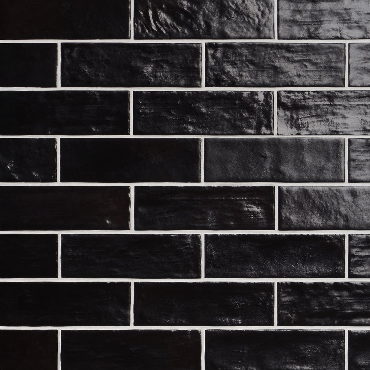 Montauk Jet Black 2x8 Mixed Finish Ceramic Subway Tile - Lux Tile