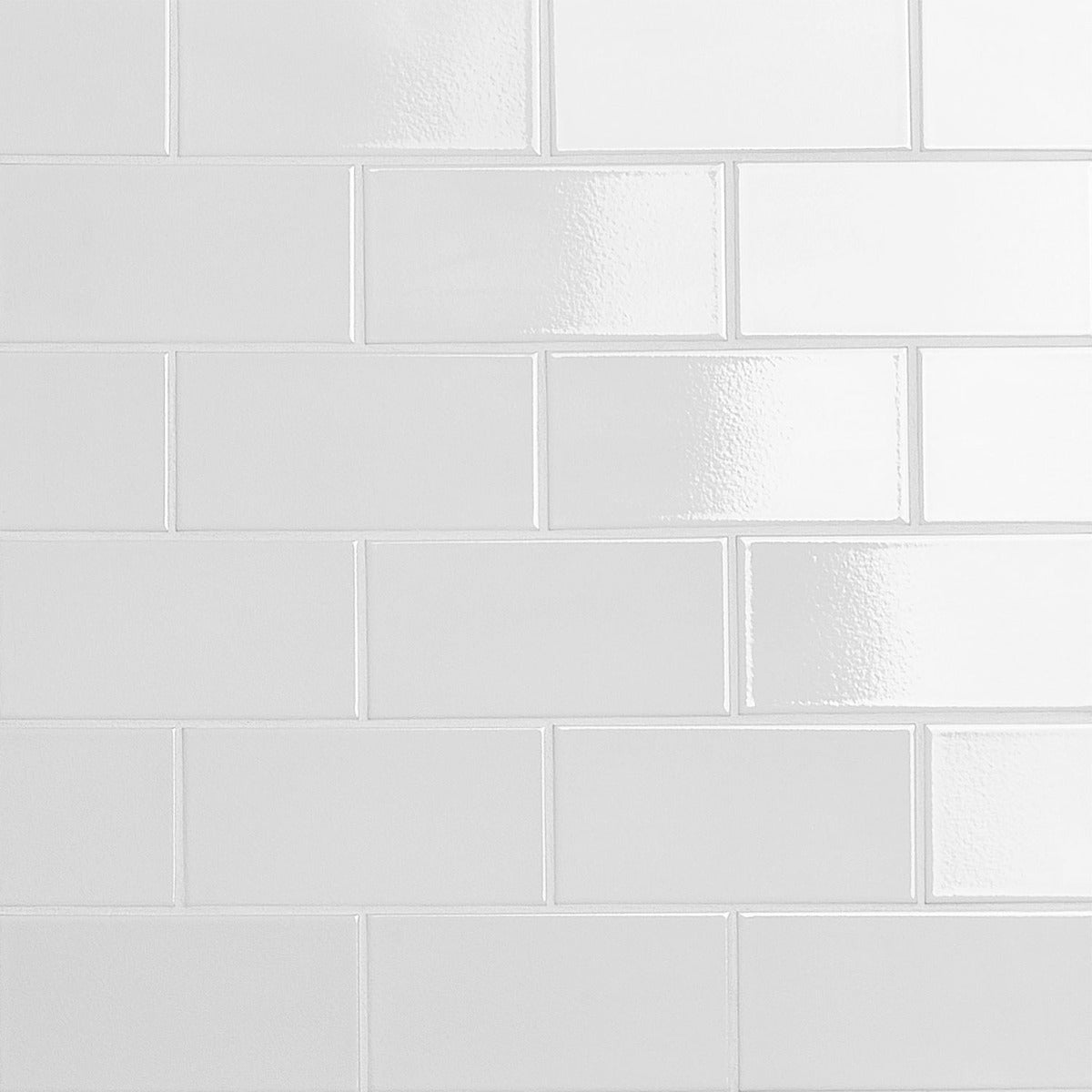 Seaside Cotton White Crackled Glossy Ceramic Tile - 4x8