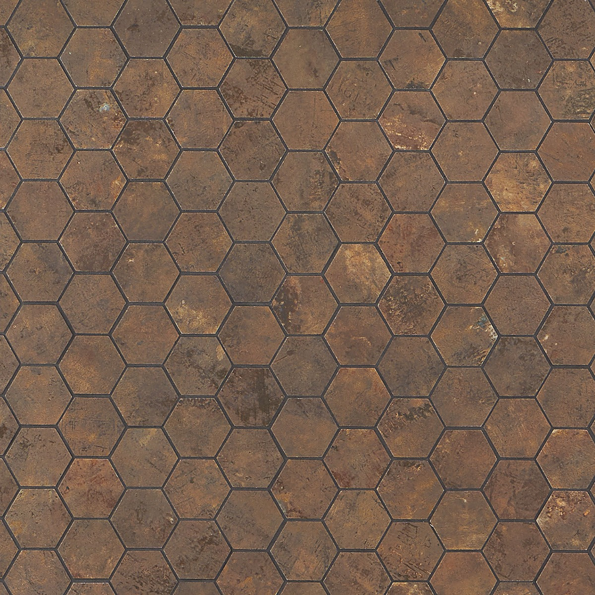 Lux Tile Portrait Copper 2" Hexagon Matte Porcelain Mosaic Tile