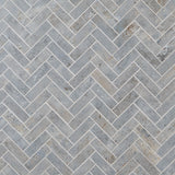 Portrait Ocean Blue 1x4 Herringbone Matte Porcelain Mosaic Tile by Lux Tile