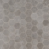 Lux Tile New Rock Fossil Dark Gray 3" Hexagon Matte Porcelain Mosaic Tile