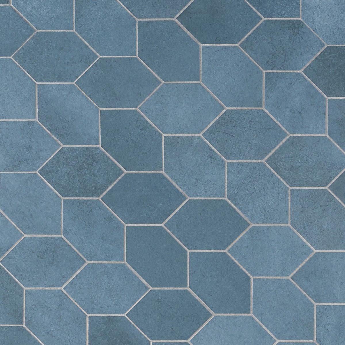 Bond Indio Blue Foliage Hexagon Matte Porcelain Mosaic Tile - Lux Tile