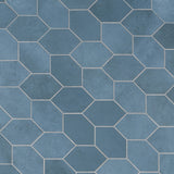 Bond Indio Blue Foliage Hexagon Matte Porcelain Mosaic Tile - Lux Tile