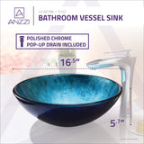 ANZZI Arc Series Vessel Sink, Frosted Blue, 16.5 in. Round
