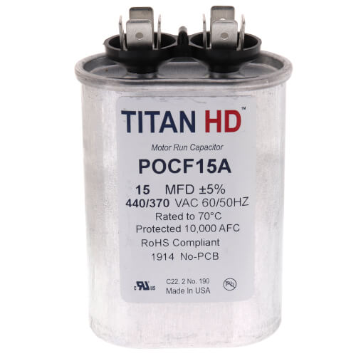 Titan HD POCF15A capacitor - front view (Product Type: Capacitor; Voltage: 440/370V)