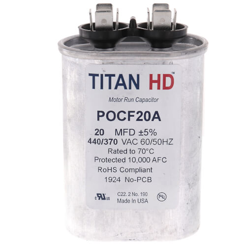 Titan HD POCF20A capacitor - front view (Product Type: Capacitor; Voltage: 440/370V)