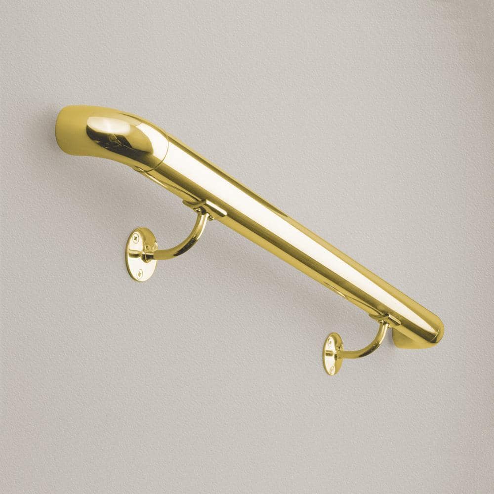 Polished Brass Standard Hand Rail Bracket for 2 in. Outside Diameter Tubing