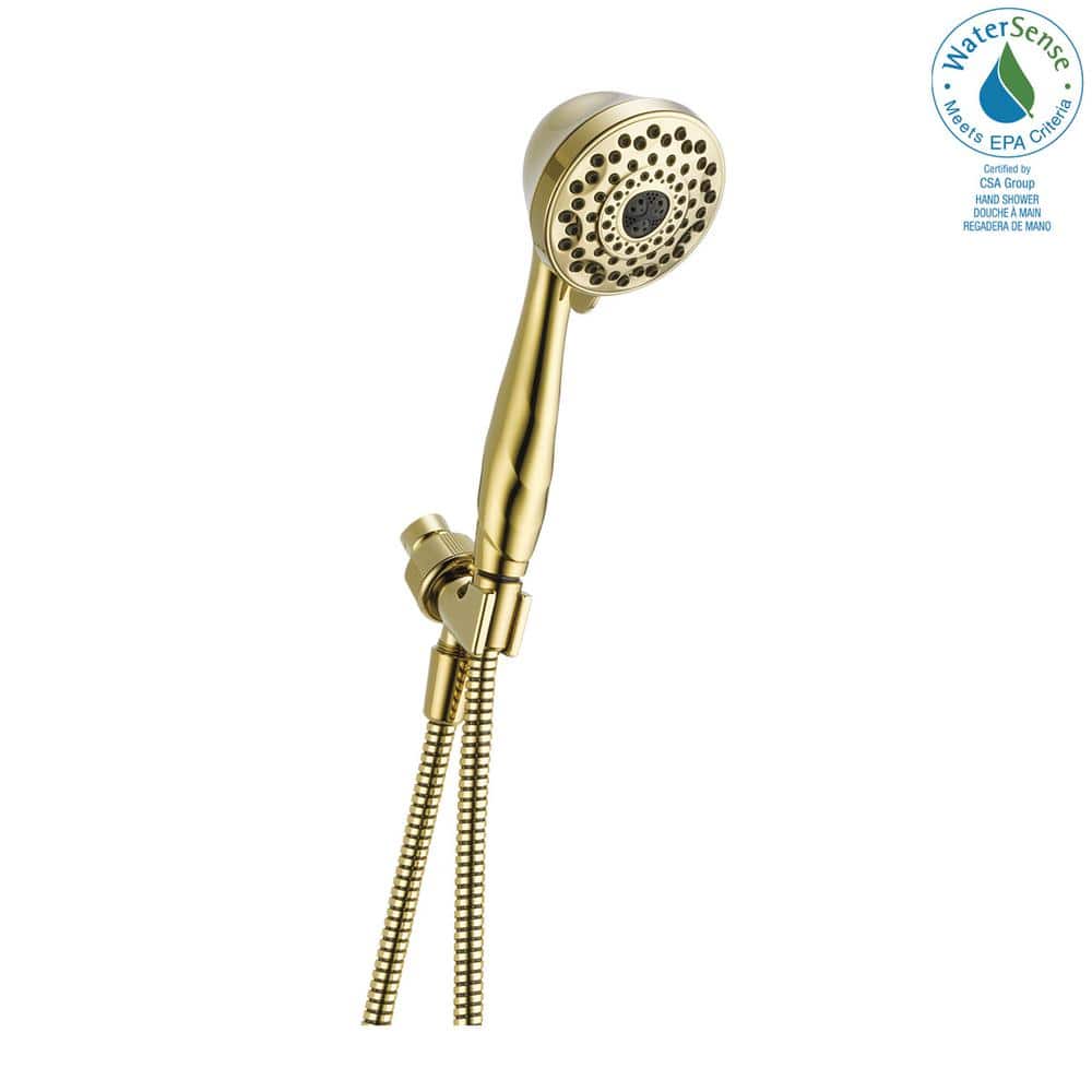 Delta 7-Spray 3.8 in. Single Wall Mount Handheld Shower Head in Polished Brass