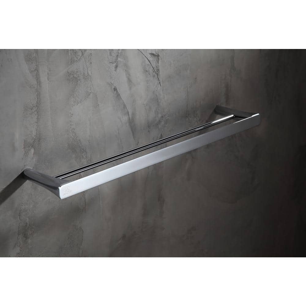 ANZZI Caster 3 Series Double Towel Bar, Polished Chrome, 25.13 in Length