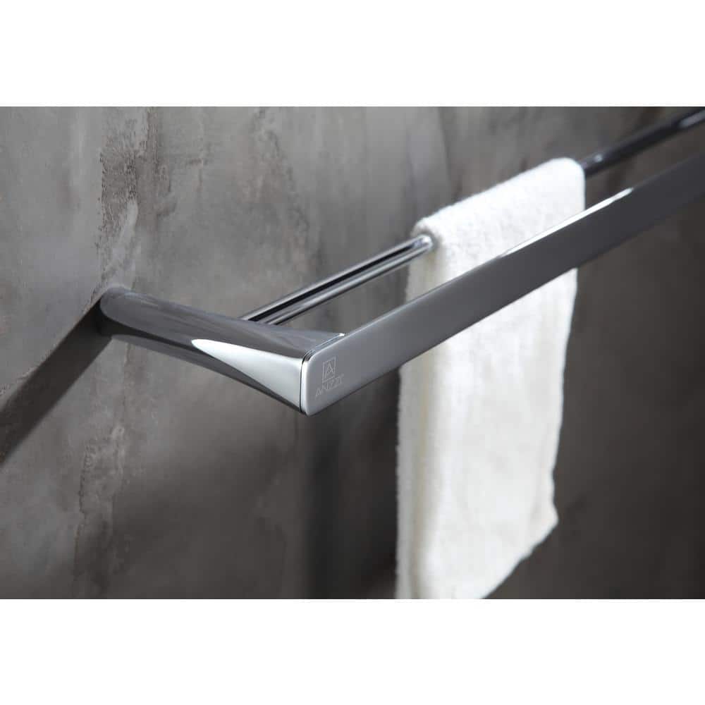 ANZZI Caster 3 Series Double Towel Bar, Polished Chrome, 25.13 in Length
