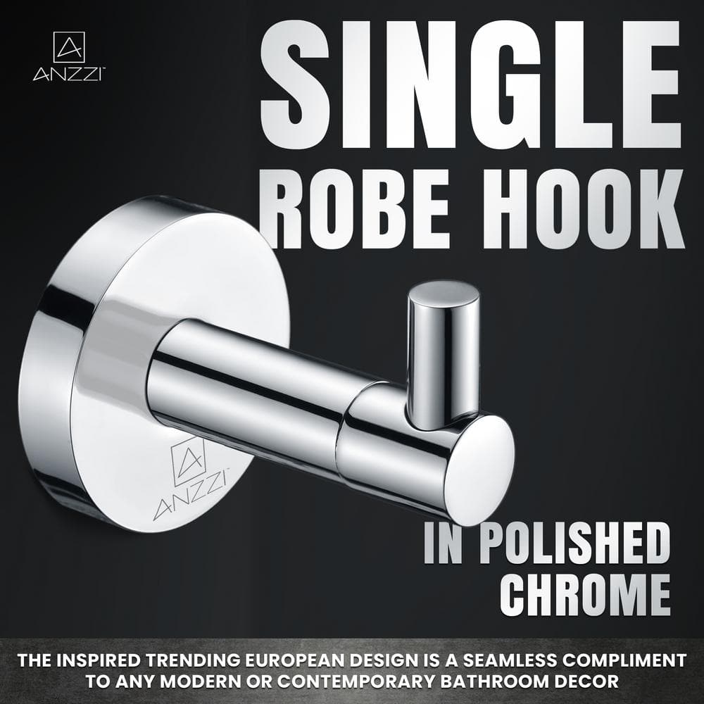 ANZZI Caster Series Single Robe Hook in Polished Chrome