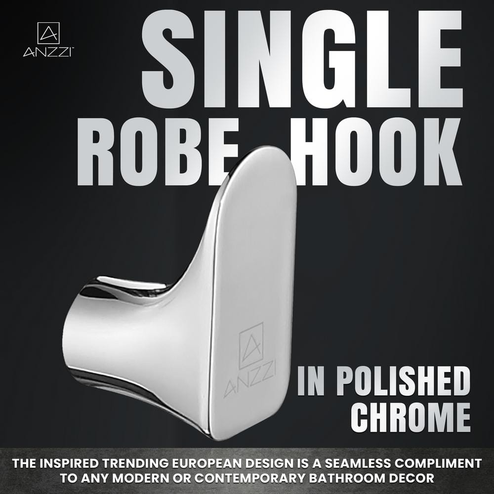 ANZZI Essence Series Stainless Steel Robe Hook in Polished Chrome