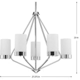 Progress Lighting Elevate Collection 5-Light Polished Chrome Etched White Glass Mid-Century Modern Chandelier Light