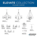 Progress Lighting Elevate Collection 5-Light Polished Chrome Etched White Glass Mid-Century Modern Chandelier Light