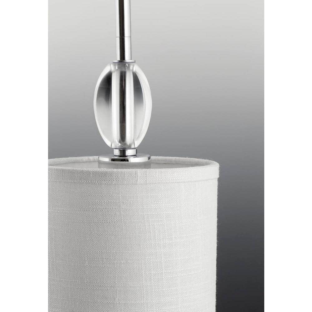 Progress Lighting Status Collection 5-Light Polished Chrome Off-White Textured Linen Shade Coastal Chandelier Light