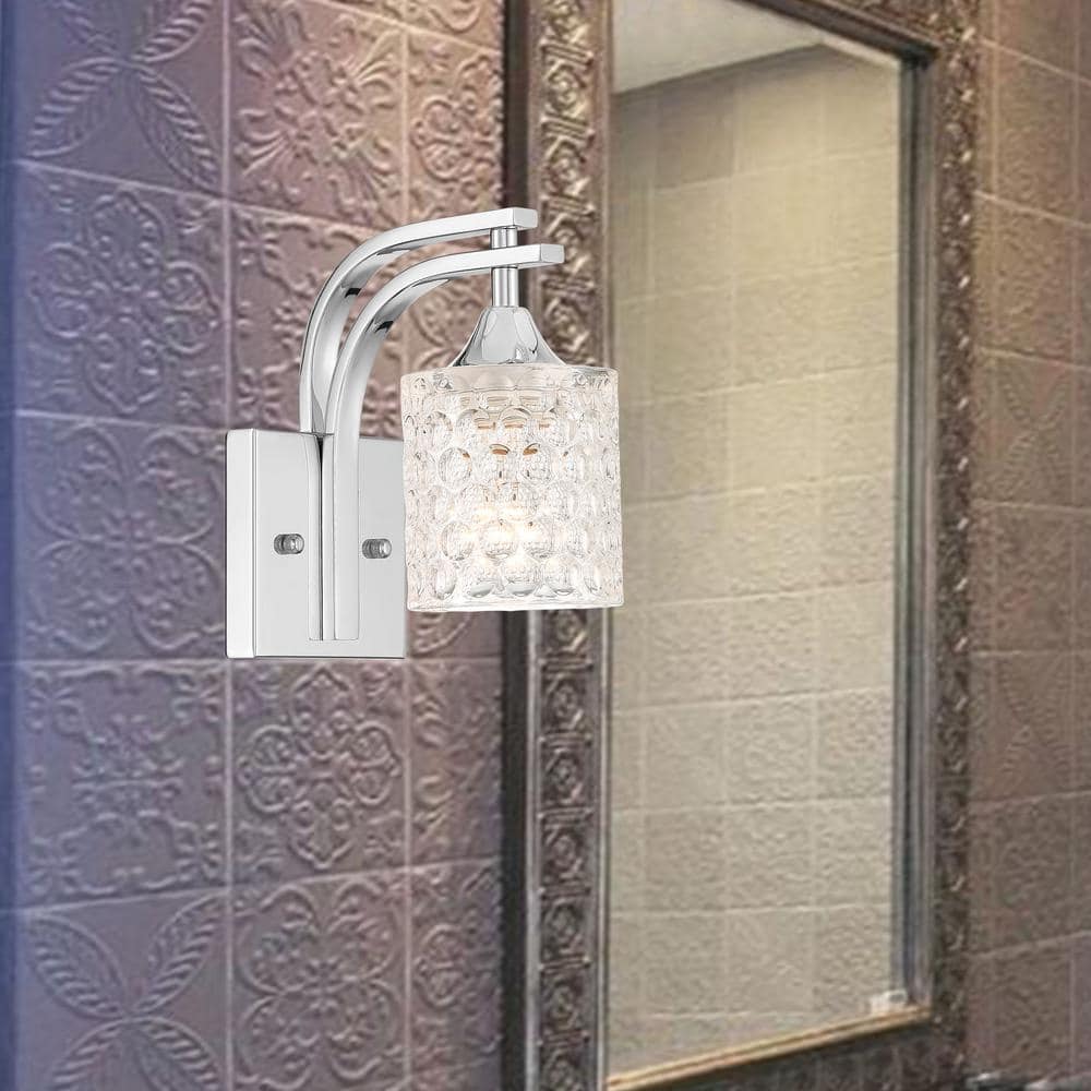 Vanity Art 1-Light Polished Chrome Wall Armed Sconce