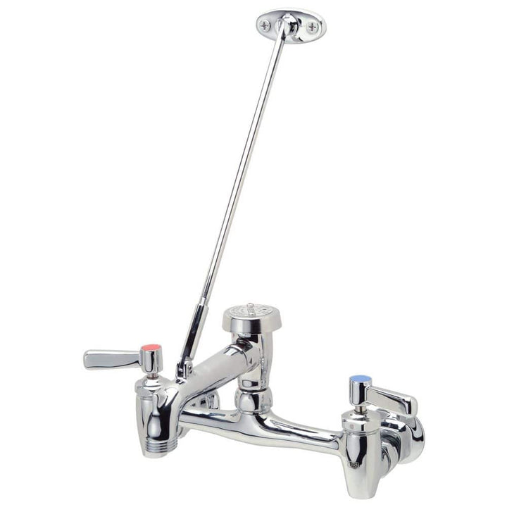 Zurn AquaSpec Wall-Mount Service Sink Faucet -Vacuum-Breaker Spout, Pail Hook, Wall Brace, and Metal Lever Handles, Chrome