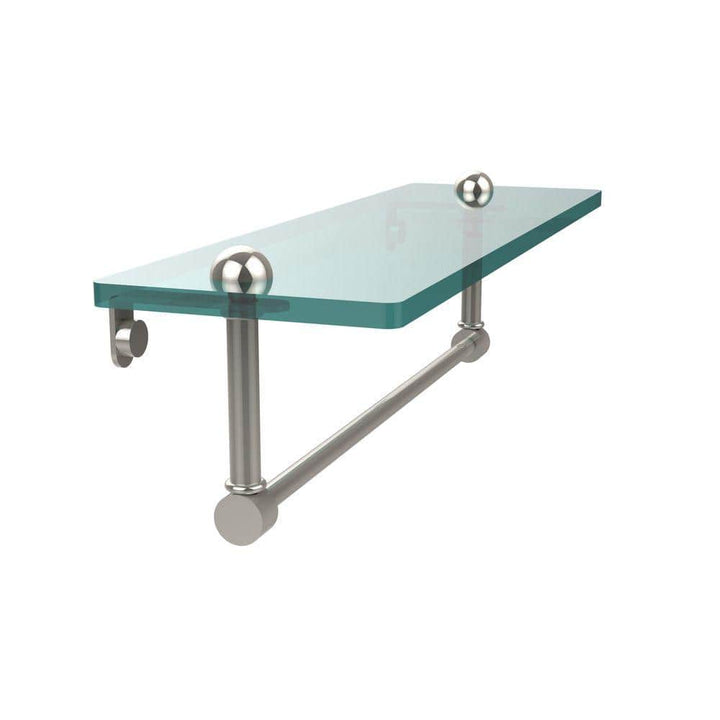 Allied Brass 16 in. x 5 in. Clear Glass Vanity Bathroom Shelf with Towel Bar in Polished Brass