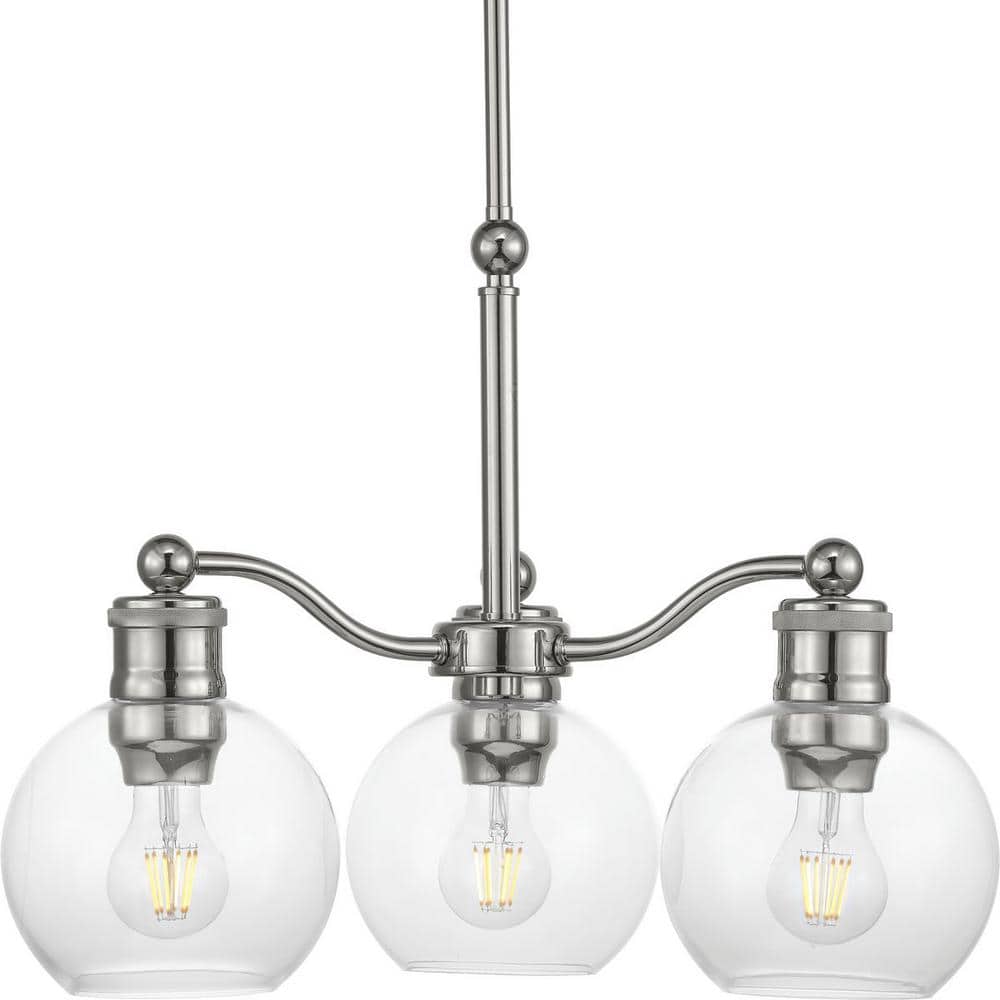 Progress Lighting Hansford 3-Light Polished Nickel Chandelier with Shade