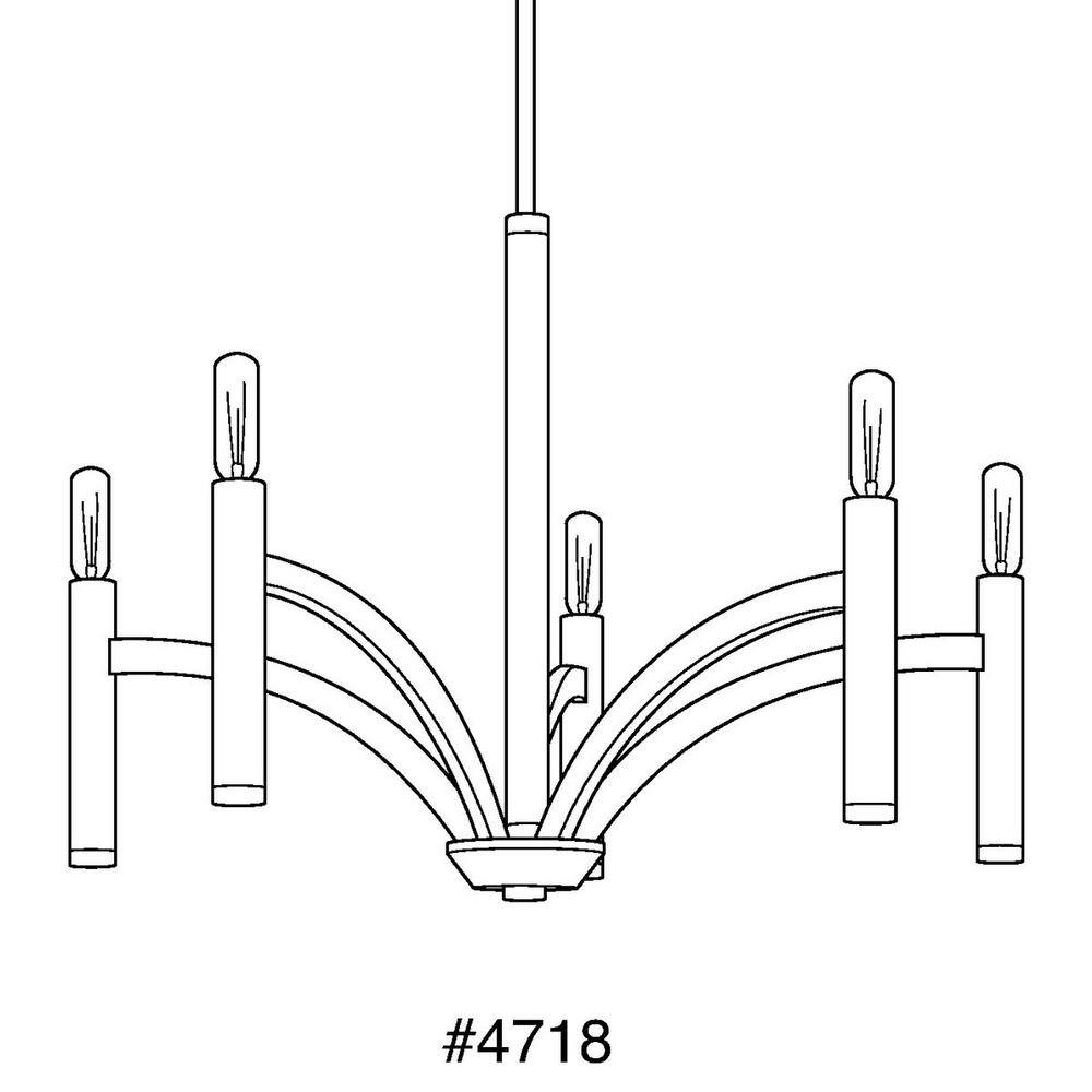 Progress Lighting Draper Collection 5-Light Polished Nickel Luxe Chandelier Light