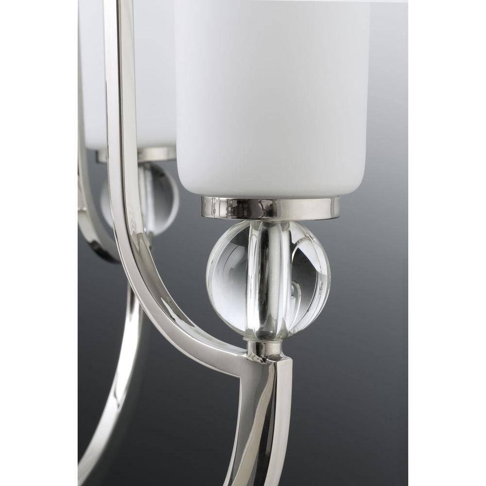 Progress Lighting Elina Collection 7-Light Polished Nickel Chandelier with Opal Glass