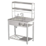 HOMEIBRO 39.4" Freestanding Laundry Utility Sink in Polished Silver
