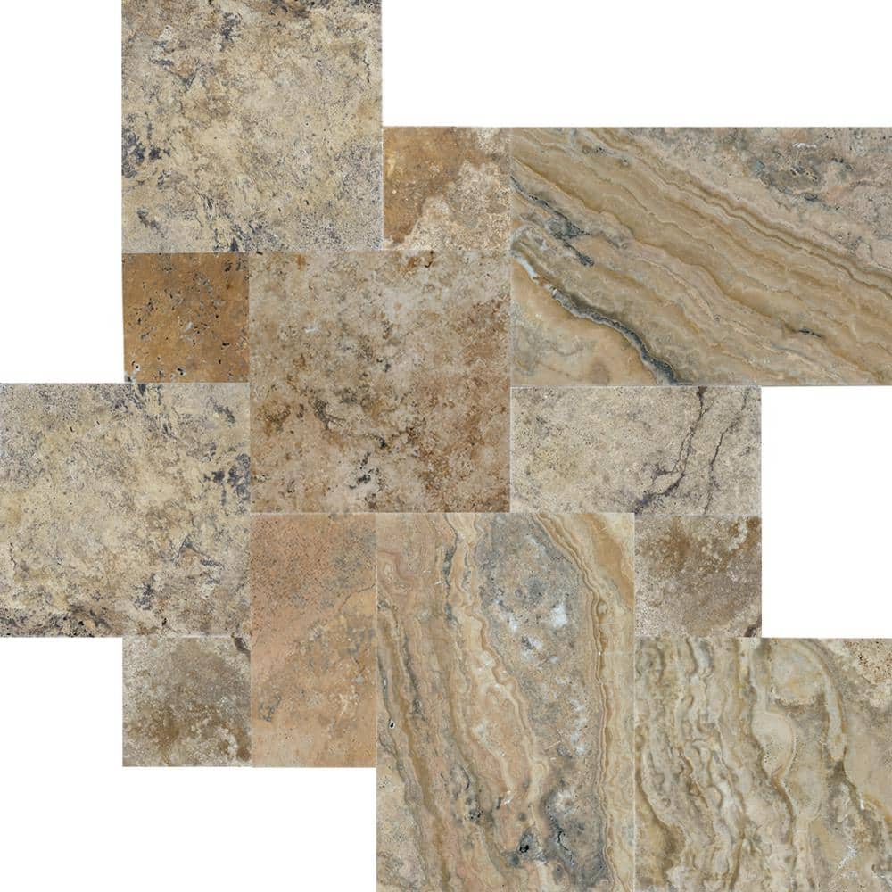MSI Porcini Gold 10 Piece Tumbled Travertine Paver Tile Kit (10 Kit / 160 Sq. ft. / Pallet)