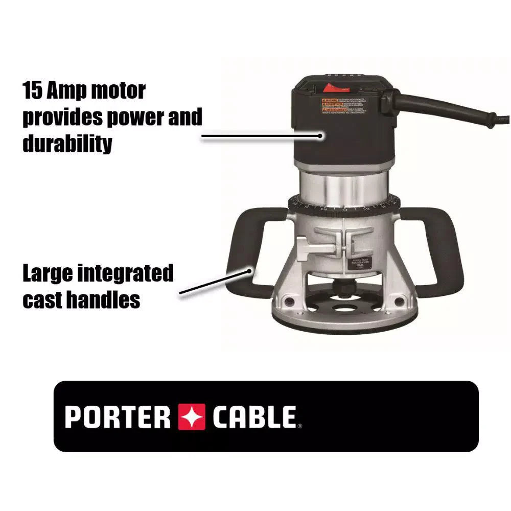 PORTER‑CABLE 7518 15‑Amp Corded 3-1/4 HP 5‑Speed Fixed‑Base Router