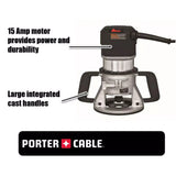 PORTER‑CABLE 7518 15‑Amp Corded 3-1/4 HP 5‑Speed Fixed‑Base Router