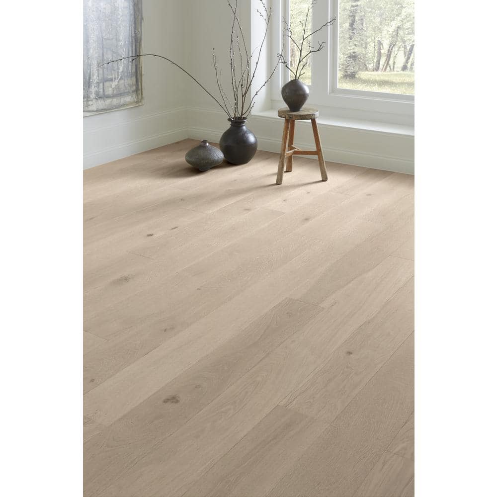 ASPEN FLOORING Portside White Oak 9/16 in. T x 8.66 in. W Tongue and Groove Wire Brushed Engineered Hardwood Flooring (31.25 sqft/case)