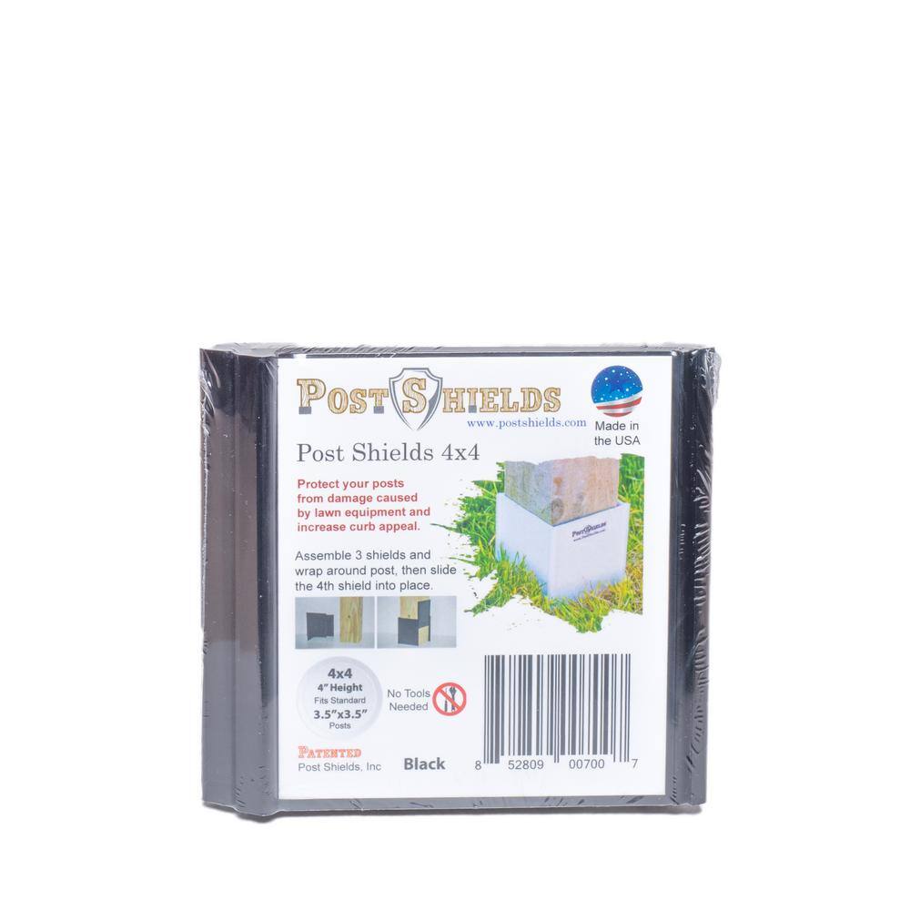 Post Shields 3.5 in. x 3.5 in. x 4 in. H Post Wrap in Black