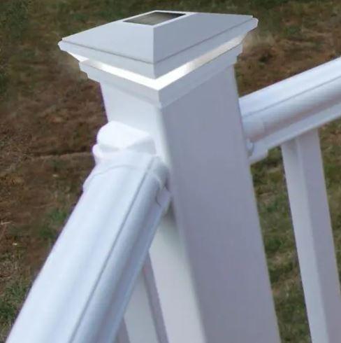 5 in. x 5 in. White Vinyl Pyramid Fence Post Cap - Super Arbor