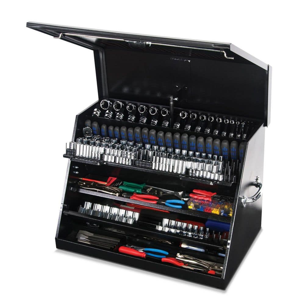 Montezuma 31 in. W x 20 in. D Portable Triangle Top Tool Chest for Sockets, Wrenches and Screwdrivers in Black Powder Coat