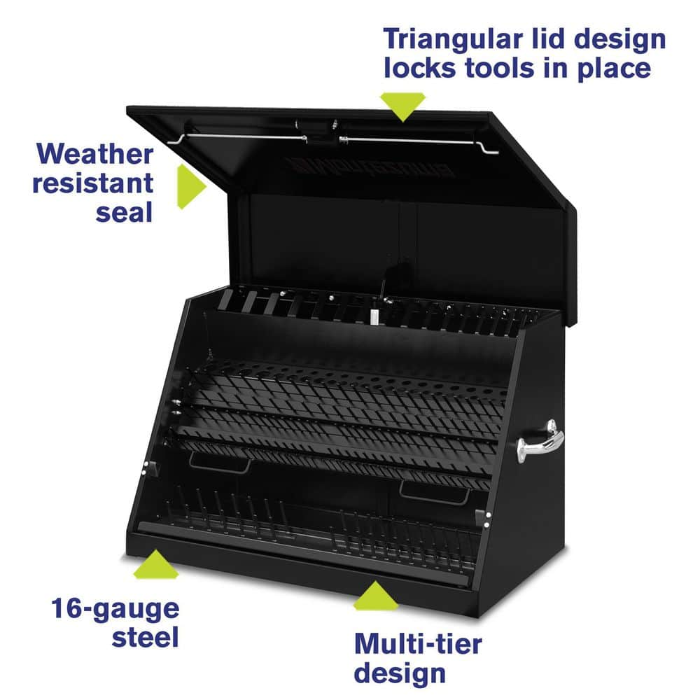 Montezuma 31 in. W x 20 in. D Portable Triangle Top Tool Chest for Sockets, Wrenches and Screwdrivers in Black Powder Coat