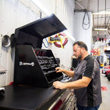 Montezuma 31 in. W x 20 in. D Portable Triangle Top Tool Chest for Sockets, Wrenches and Screwdrivers in Black Powder Coat