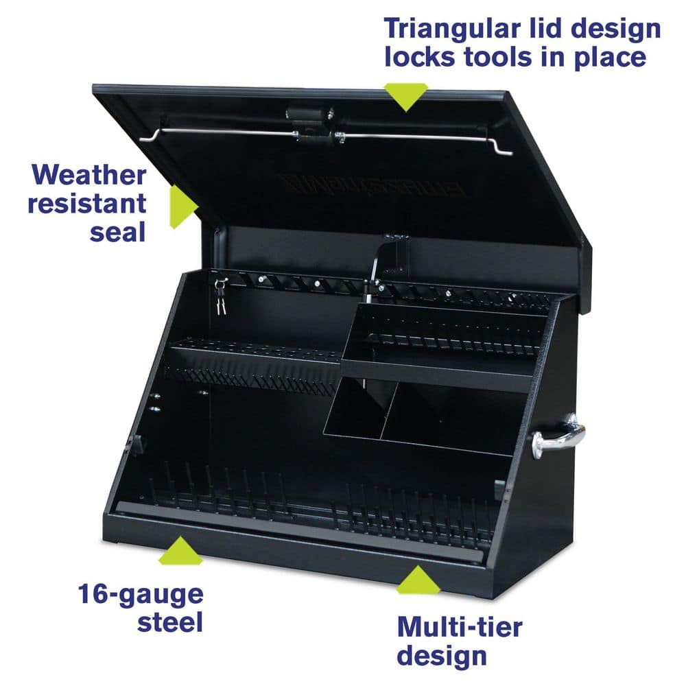 Montezuma 31 in. W x 15 in. D Portable Triangle Top Tool Chest for Sockets, Wrenches and Screwdrivers in Black Powder Coat