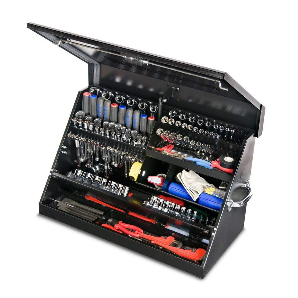 Montezuma 31 in. W x 15 in. D Portable Triangle Top Tool Chest for Sockets, Wrenches and Screwdrivers in Black Powder Coat