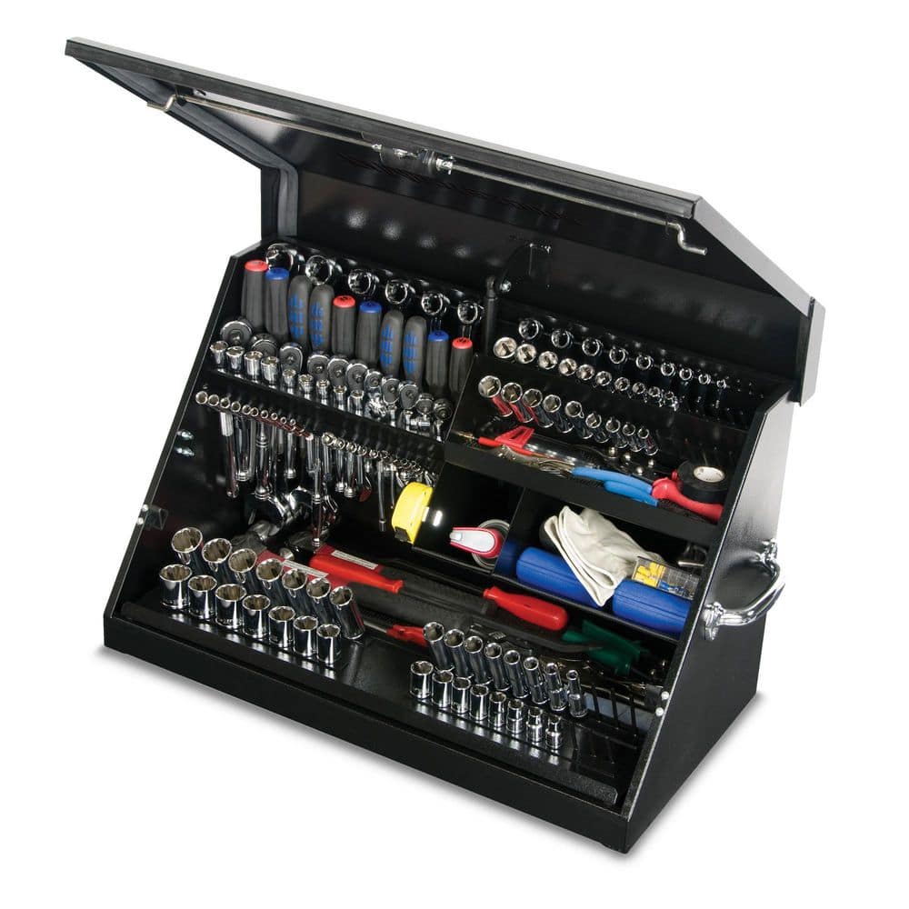 Montezuma 31 in. W x 15 in. D Portable Triangle Top Tool Chest for Sockets, Wrenches and Screwdrivers in Black Powder Coat