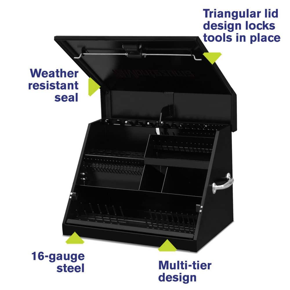 Montezuma 27 in. W x 18 in. D Portable Triangle Top Tool Chest for Sockets, Wrenches and Screwdrivers in Black Powder Coat
